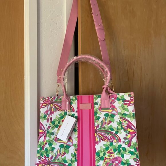 NWT TRINA TURK large tote bag with shoulder strap butterflies - Picture 8 of 8
